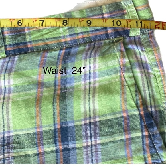 Polo by Ralph Lauren 100% Linen Skater Golf Shorts Green Plaid Plus Size M42 - Picture 12 of 15